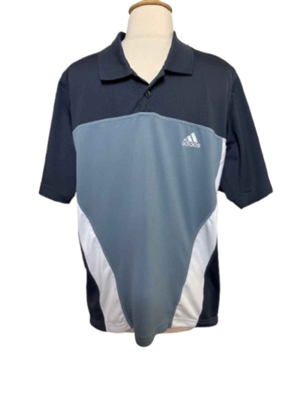 Vintage adidas Men's gray & Slate Blue Colorblock Performance Polo